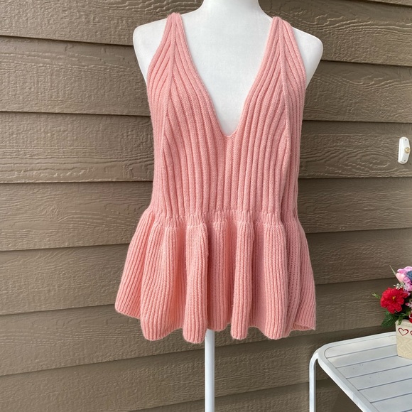 Shein curve Sweater knit Flared ribbed-knit top dusty roses, size 2XL - Picture 1 of 10